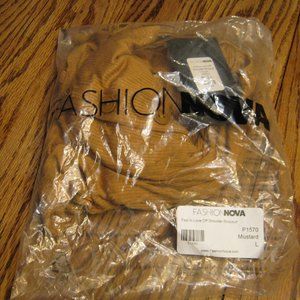 NWT Fashion Nova Fool In Love Off Shoulder Bodysuit Mustard Size Large